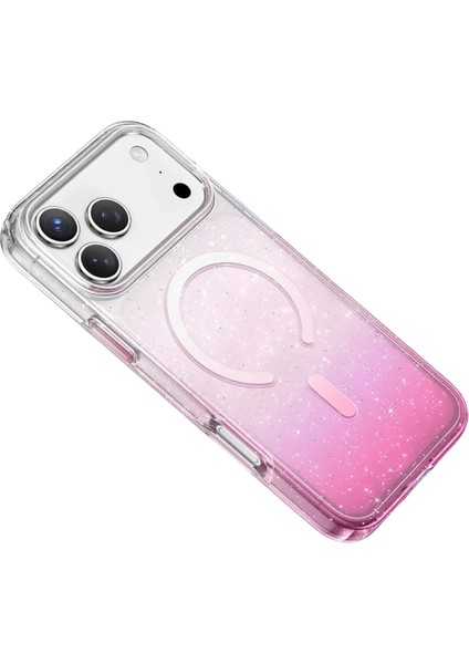 iPhone 17 Pro Uyumlu Magsafe Özellikli Renk Geçişli Simli Işıltılı Şeffaf Lillian Kapak modelleri