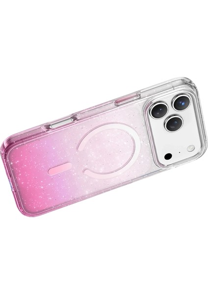 iPhone 17 Pro Uyumlu Magsafe Özellikli Renk Geçişli Simli Işıltılı Şeffaf Lillian Kapak fırsatları