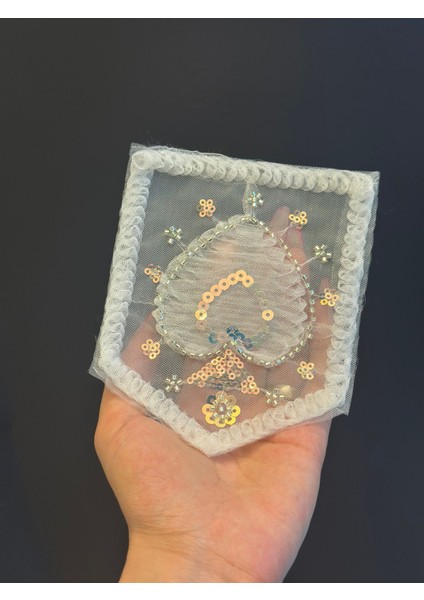 Boncuk Pul Işleme Maça Kızı Cep Arma Dikiş Aplike 14X12 cm