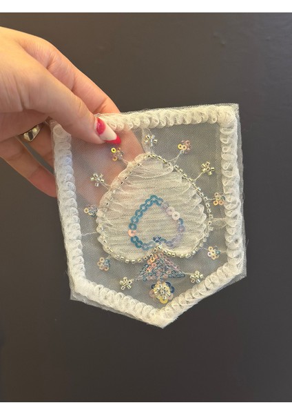 Boncuk Pul Işleme Maça Kızı Cep Arma Dikiş Aplike 14X12 cm fiyatları