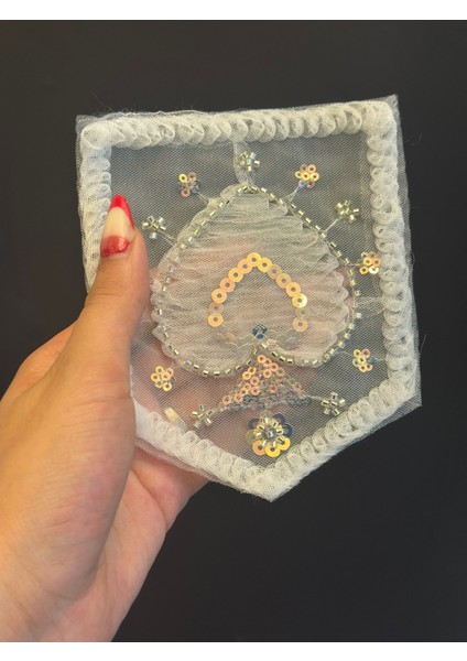 Boncuk Pul Işleme Maça Kızı Cep Arma Dikiş Aplike 14X12 cm modelleri