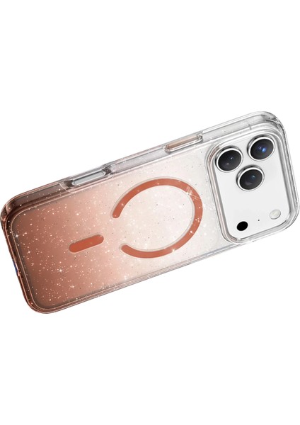 iPhone 17 Pro Uyumlu Magsafe Özellikli Renk Geçişli Simli Işıltılı Şeffaf Lillian Kapak fırsatları