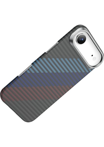 Apple iPhone 17 Air Uyumlu Kılıf Yatay Renk Desenli Kevlar Karbon Woven Magsafe - Siyah fırsatları