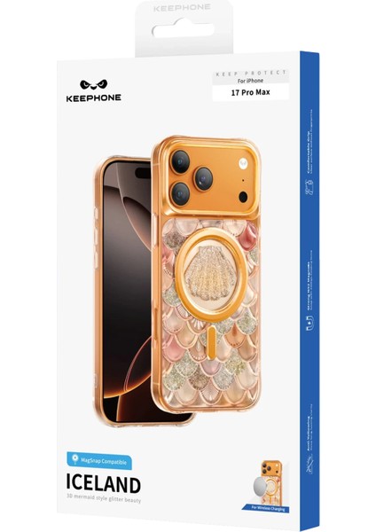 iPhone 17 Pro Max Kılıf 3D Tasarım Göz Alıcı Parlaklık Iceland Simli Magsafe Kapak