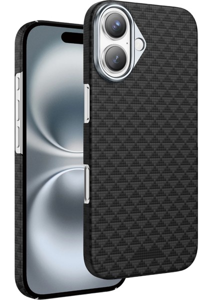 Apple iPhone 17 Air Kılıf Magsafe Şarj Özellikli Süper Ince Aramid Karbon Fiber Paris Desen Kevlar