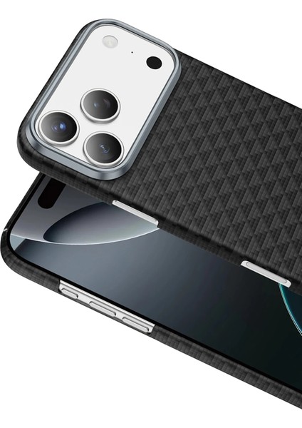 Apple iPhone 17 Pro Kılıf Magsafe Şarjlı Süper Ince Aramid Karbon Fiber Paris Desen Kevlar Kapak fiyatları