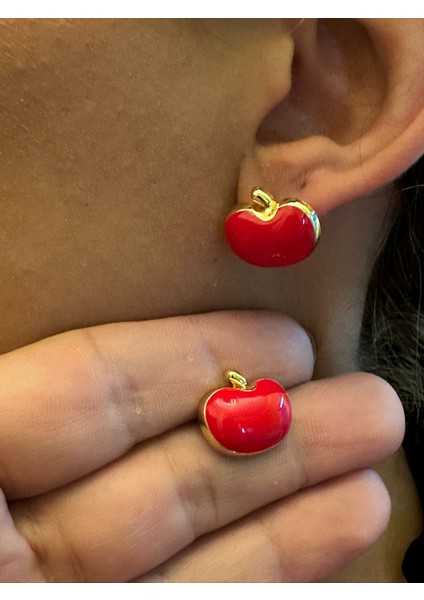 Kırmızı Elma Kadın Küpe