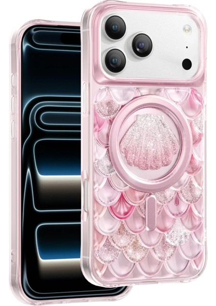 iPhone 17 Pro Uyumlu Kılıf 3D Tasarım Göz Alıcı Parlaklık Iceland Simli Magsafe Kapak