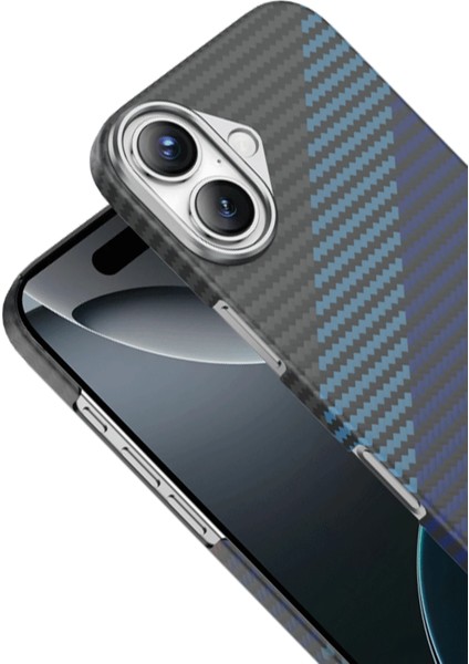 Apple iPhone 17 Uyumlu Kılıf Yatay Renk Desenli Kevlar Karbon Woven Magsafe - Siyah fiyatları