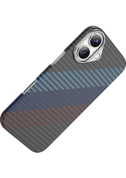 Apple iPhone 17 Uyumlu Kılıf Yatay Renk Desenli Kevlar Karbon Woven Magsafe - Siyah fırsatları