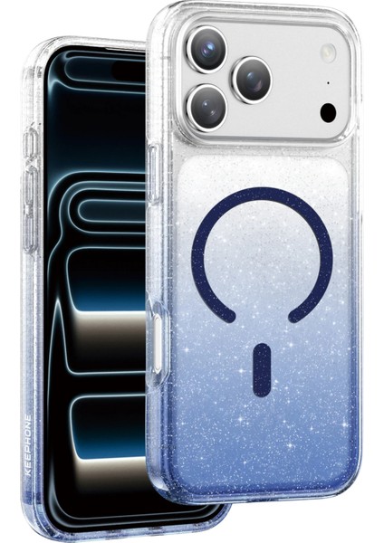 iPhone 17 Pro Max Uyumlu Magsafe Özellikli Renk Geçişli Simli Işıltılı Şeffaf Lillian Kapak