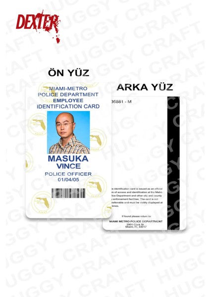 Masuka Vince Kimlik Kartı | Kaliteli Baskı Pvc Kart + Boyun Askılığı + Şeffaf Su Geçirmez Kartlık