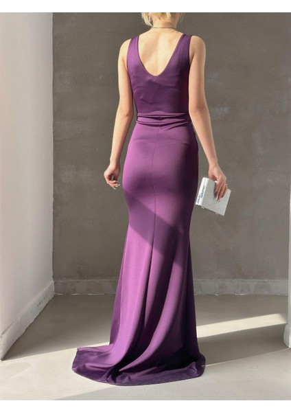 Volan Detaylı Kuyruklu Abiye 582054 Mor fırsatları