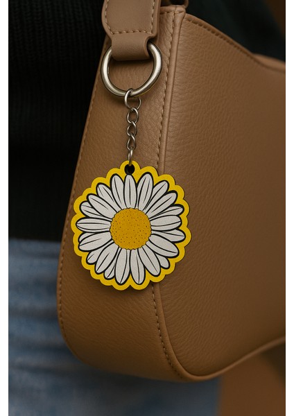 Papatya Tasarımlı Anahtarlık – Sevimli Çiçek Figürlü Anahtarlık, Çanta Süsü ve Hediyelik Aksesuar