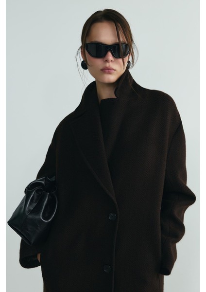 Acı Kahve Dora Uzun Oversize Kaban