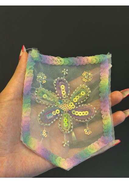14X12 cm Boncuk Pul Işleme Çiçek Cep Arma Dikiş Aplike fiyatları