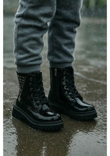 Ortopedik Bağcıklı Fermuarlı Kız Çocuk Bot Ayakkabı Siyah Kız Çocuk Bot modelleri