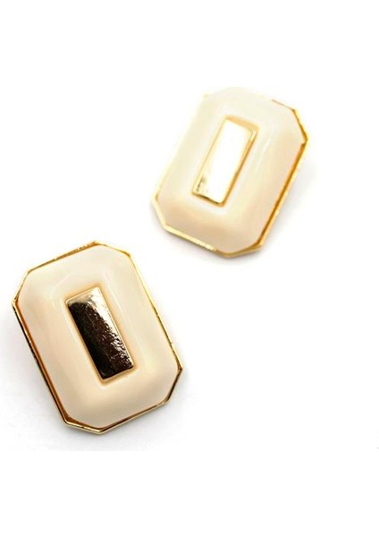 Dikdörtgen Küpe - Krem