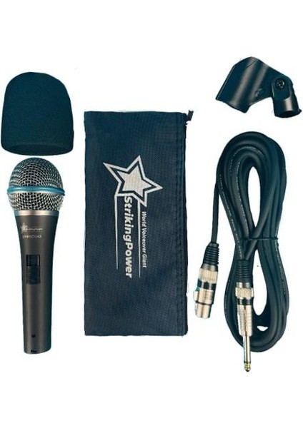 STP-1000 Profesyonel Solist Mikrofonu - Metal Gövdeli Yüksek Kaliteli - Çanta, Mikrofon Tutucu ve Sünger Hediyeli