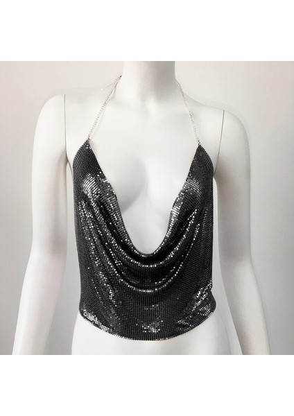 Parlak Siyah Crop & Bluz Kolsuz Kayık Yaka Zırh Büstiyer indirimleri