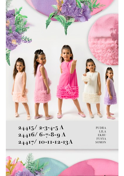 Kız Bebek Kız Çocuk Doğum Günü Parti Düğün Elbise Kısa Kol Çantalı Fırfırlı Tüllü Tütülü Tütü Astarlı modelleri