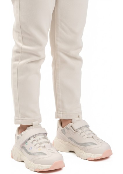 Beyaz Cırtlı Hafif Kız Çocuk Spor Ayakkabı Bella Kısa F modelleri