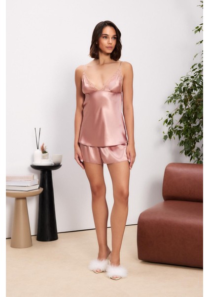 Saten Dörtlü Gelin Çeyiz Seti - 7010 Brandy