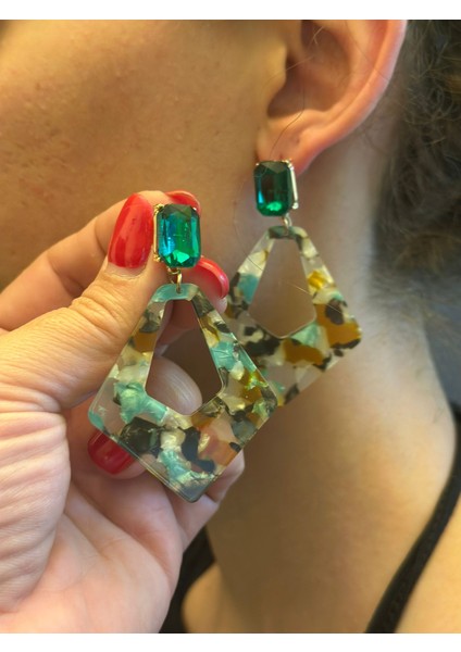 Kemik Desenli Renkli Kadın Küpe 5 cm fiyatları