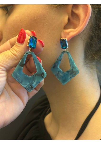 Kemik Desenli Renkli Kadın Küpe 5 cm