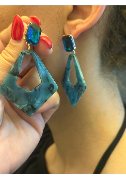 Kemik Desenli Renkli Kadın Küpe 5 cm modelleri