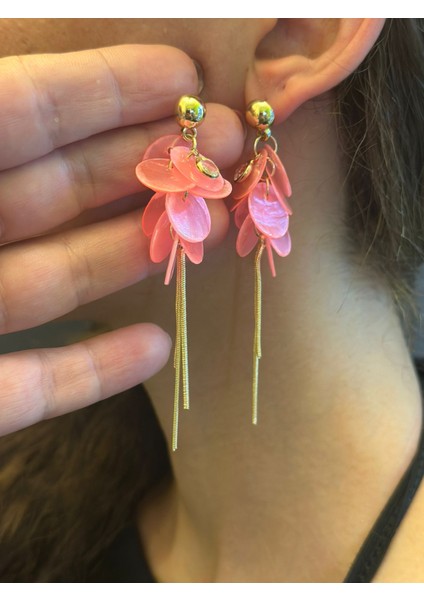 Sedef Pullu Kadın Üzüm Küpe 10 cm modelleri