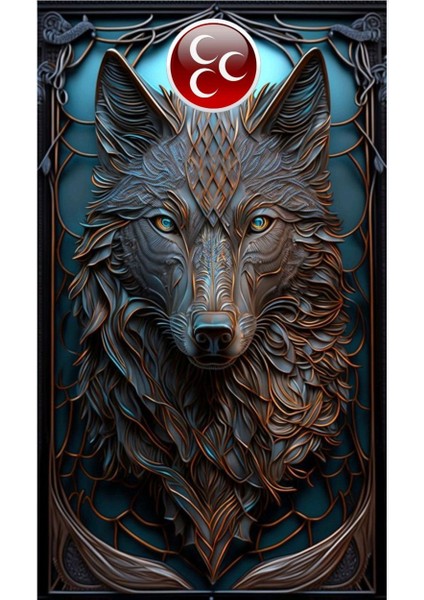 Kabartma Görünümlü Kurt Portresi 2 Ev Duvar Salon Güzellik Salonu Ofis Dükkan Dekarasyon Kanvas Tablo fiyatları