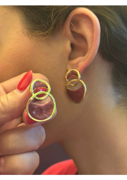 Sedefli Renkli Kadın Küpe 3 cm