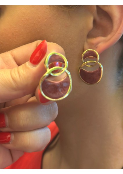 Sedefli Renkli Kadın Küpe 3 cm modelleri