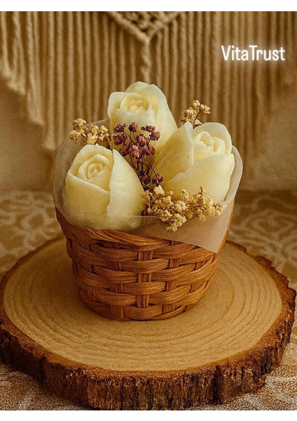 El Yapımı Soy Wax Çiçek Mum – Doğal & Dekoratif