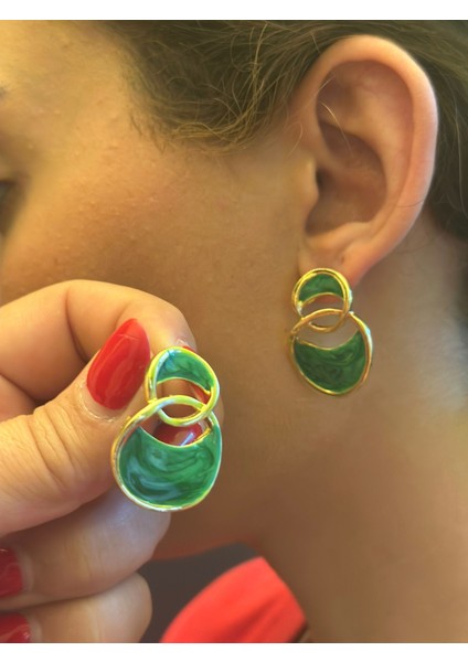 Sedefli Renkli Kadın Küpe 3 cm