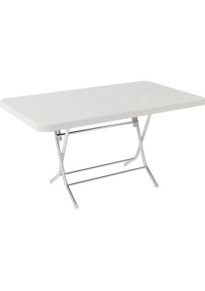 Katlanır Plastik Masa 70X120 cm | Metal Ayaklı | Bahçe, Balkon ve Piknik Için