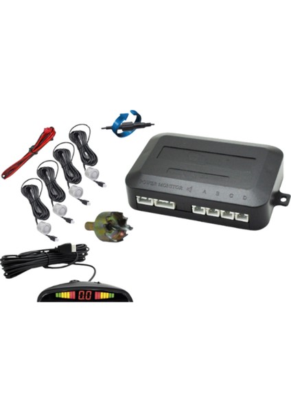 22MM Ekranlı Sesli Park Sensörü 4 Lü Gri Geri Vites Park Destek Sistemi Araç Park Sensörü Seti modelleri