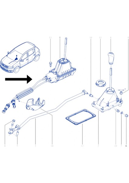 Vites Kumanda Kolu Telli Komple Renault Symboll Joy Dacia Sandero 2 349016560R Mais fiyatları