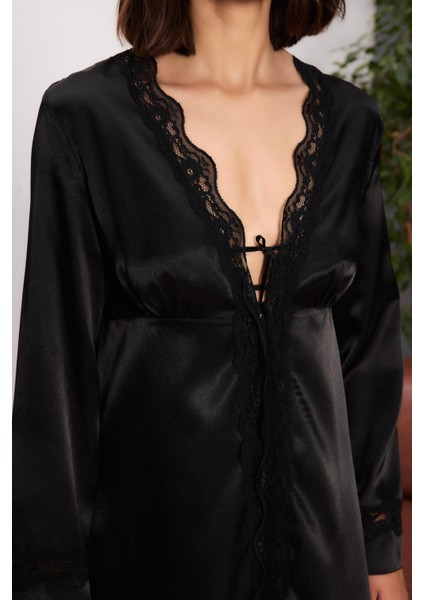 Saten Dörtlü Gelin Çeyiz Seti - 7010 Siyah fiyatları