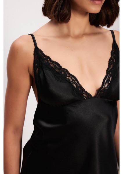 Saten Dörtlü Gelin Çeyiz Seti - 7010 Siyah