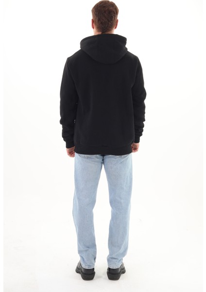 Unisex Nakışlı Siyah Kapüşonlu Sweatshirt (Nakışlı) Kanguru cep detaylı kız erkek çiftler tercih edebilir fiyatları