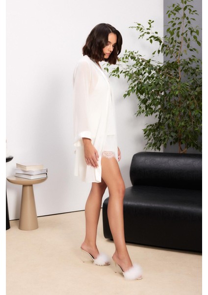 Kadife Saten 3'lü Kadın Pijama Takımı - 2845 Ekru modelleri