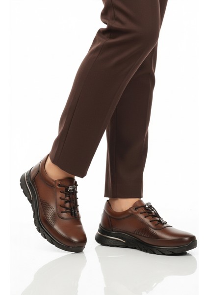 Taba Hakiki Deri Lastik Bağcıklı Kadın Günlük Ayakkabı PLV020 Z modelleri