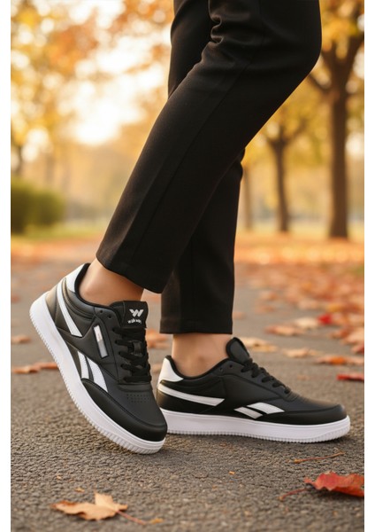 Siyah-Beyaz Hafif Unisex Spor Ayakkabı Marlow G