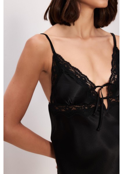 Saten Dörtlü Gelin Çeyiz Seti - 7010 Siyah