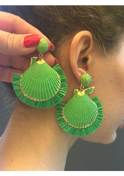 El Yapımı Midye Kadın Küpe 8 cm modelleri