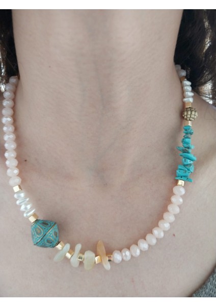 Doğal Taş Kadın Etnik Kolye 20 cm modelleri