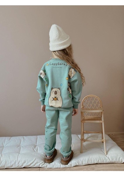 Capybara Kız Çocuk 3 Iplik Şardon Kumaş Alt Üst Takım Süper Kalite Sırt Baskı Detaylı fiyatları