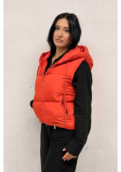 Kapşon Detaylı Şişme Yelek Turuncu fırsatları